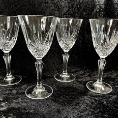 4 Cristal De Flandre Salzburg Wine Water Glasses Goblets Crystal 7 3/8”France