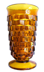 Vintage~Cubist~INDIANA~Whitehall~GOLD AMBER~12oz~Tumbler~6″ x 3.5″~GLASS~Barware