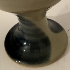 Art Studio Pottery Goblet/Chalice Footed-Tricolor Drip Glaze-Handmade
