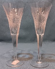 Pair Waterford Crystal Millennium Series Health 9 1/4″ Toasting Flutes EX!