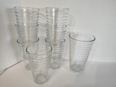 Set of 7 Libbey Hoops Clear Glass Tumblers 5″ and 1 5 3/4″ Ribbed Juice Glasses