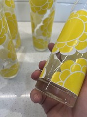 Vintage 4 -Colony Yellow Mod Flower power Glasses MCM Collins 12 oz Barware RARE