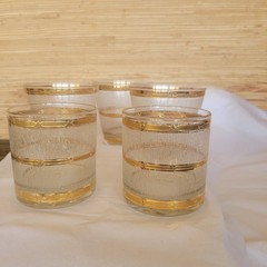 Lot of 5 Culver Icicle Glasses MCM 3 Hi-ball 2 Rocks Vtg 22 K Gold Trim Rockabil