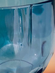 Vintage 6-Lot Bartlett Collins Iridescent Blue Stemmed Thumbprint 6.25″ Goblets