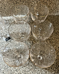 6 Mikasa Stephanie Gold Fluted Wine Elegant Crystal Clear Optic Glasses 7×3.25
