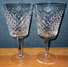 2 Vintage Waterford Crystal Water Goblets Glasses Alana Pattern Ireland 7”