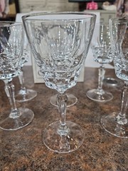Cherbourg French Lead Crystal By W.M. Dalton Goblets Set Of 6 7.25″ Tall