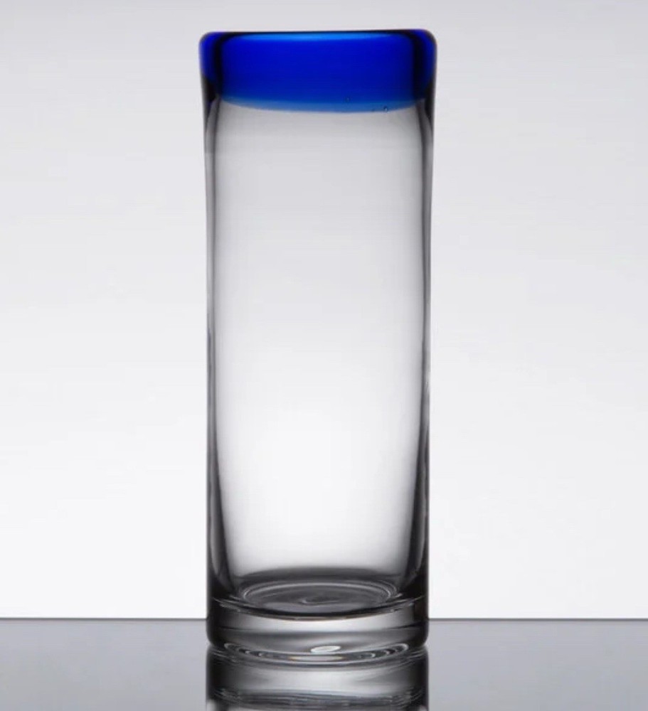 Libbey Aruba 16 oz Zombie Glass w/ Blue Rim, 4 cups per set, New In Box