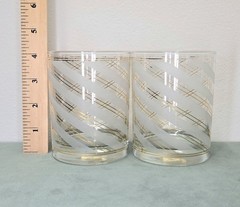Vintage Culver LOWBALL glasses pair 22k GOLD Diamond Swirl