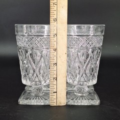 6 Vintage Imperial Cape Cod Clear Square Footed Tumbler Glasses 5.5″ Tall
