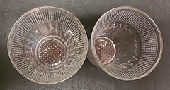 Pair of Clear Depression Glass 8oz Tumblers – Pillar Optic, Stippled Band