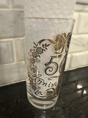 MCM Lotus Glassware 50th Anniversary Glasses With Gold Trim Set Of 8 Vintage!