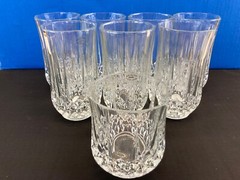 Crystal Glasses – 7 are 5.5″ tall / 1 is 4″ – 24% Full Lead Crystal – USA