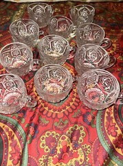 11 Vintage Imperial Glass Whirling Star Clear Punch Cups EUC