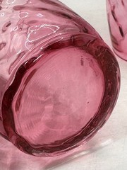 Fenton Art Glass Set of 3 Diamond Optic Ruby Flat Tumbler 10 oz 4″ Vintage 1940s