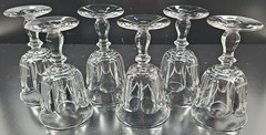 6 Imperial Glass Old Williamsburg Clear Water Goblets Vintage Stemware Retro Lot