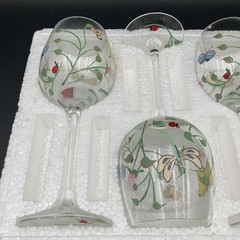 Lenox-Butterfly Meadow-Set of 8 Hand Painted Glass Wine Stems- 16 fl oz-Yellow
