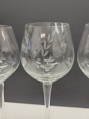 Burton By Toscany Clear Wildflower Etched Wine Glass Made In Italy Set Of 4