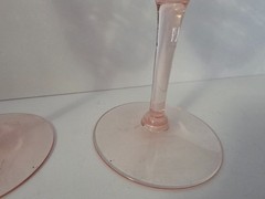 Cambridge Cleo Pink Depression Glass Etched Wine Glasses Set Of 2 Vintage