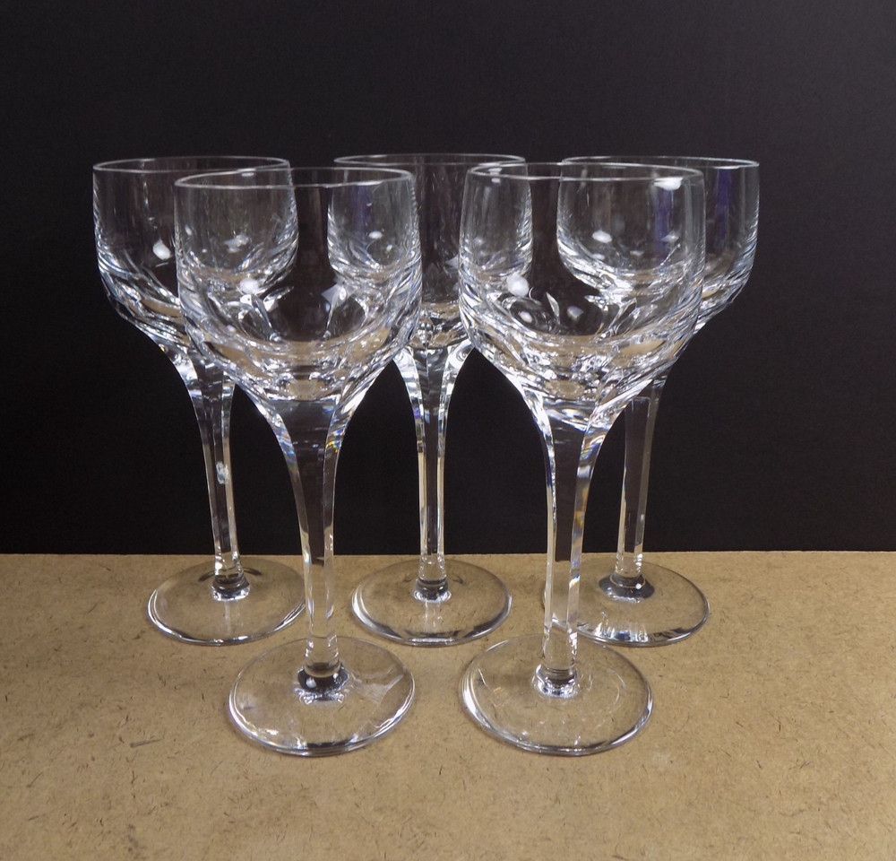 5 Atlantis Crystal Evora Wine Hock Goblets 7.25″ Tall VGC Cut Panels