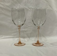 Sets Of 2 – Luminarc Wine Glass Rose Pink Blush Stem 8-1/8” Tall