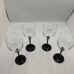 Vintage Black Stemmed Wine Glasses Set of 4