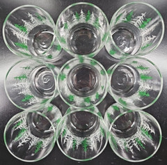 9 Libbey Snowy Evergreen White Trees Old Fashioned Set Vintage Drink Tumbler Lot