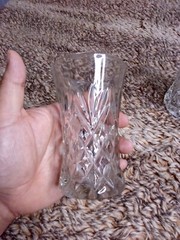 2 Vintage Anchor Hocking Clear Prescut Glass Pineapple 8 Oz 5″ Tumblers