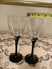 Vintage, Crystal, Alexandra Black Tulip, Champagne Flutes by Mikasa Set of 2