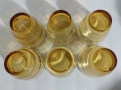 6 Vintage MCM Hazel Atlas WATERFALL Amber Vintage Cordial Juice Glasses Bee Hive
