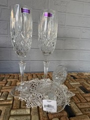 Set of 3 Waterford Marquis Crystal Markham Flute Glasses Crafted in Italy