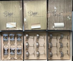 Libbey Starlyte Gold Leaf Frosted Glasses 3 Sets New in Box Vintage MCM As Shown