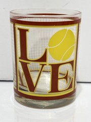 Vintage Cera LOVE Tennis Robert Indiana Drinking Cocktail Glass Red HTF