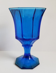 Independence Glass Octagonal Cobalt Blue Water Goblet 5.75″ Tall 8oz