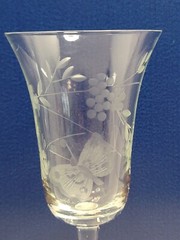 5 – Vintage Clear Floral & Butterfly Etched Wine Glasses