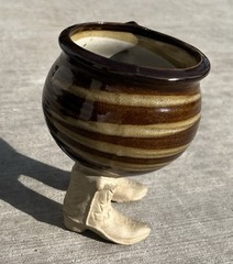 Vintage 1985 Muddy Waters Cowboy Boot Ceramic Cup Pottery Mug 5.5″