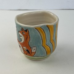 Barbara Donovan Studio Pottery Tumbler Fox Love Wine Cup Handcrafted Friends Art