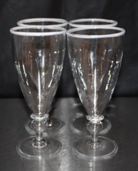 Rare Juliska Signed Opaline Set 4 Water Ice Tea Glasses White Rim