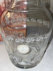 Vtg Handcrafted Decorated Crystal Glass Tumble Up Carafe & Glass Made in Turkey