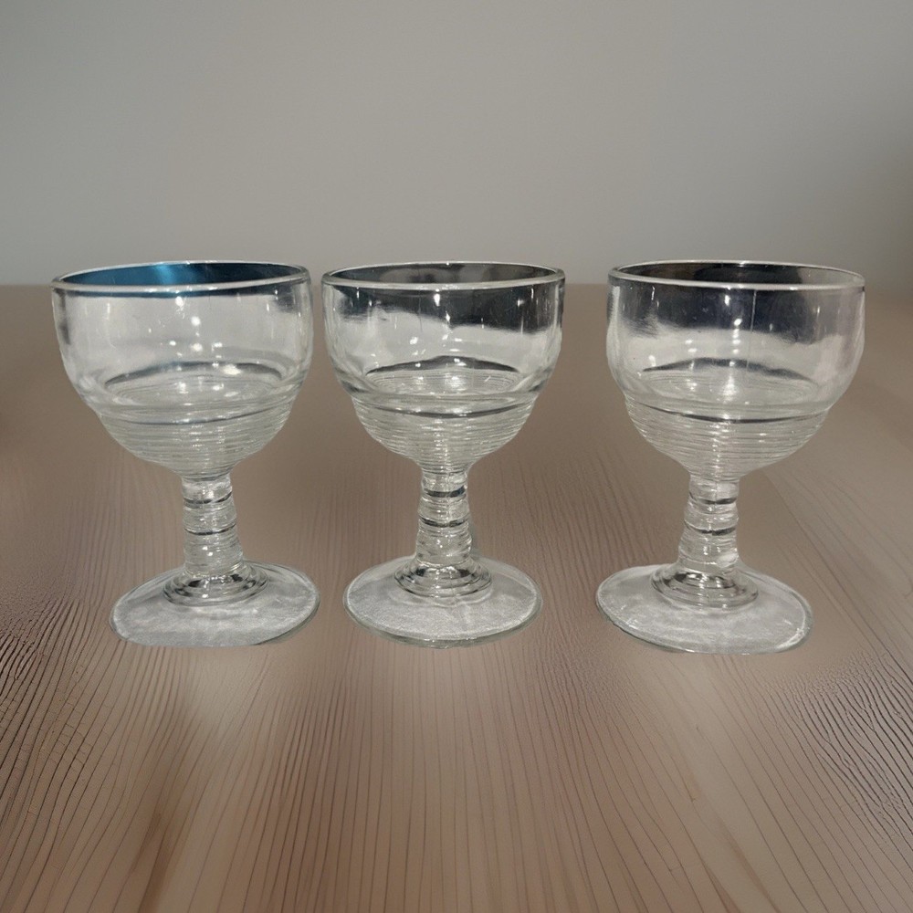 Vtg SetOf3 Anchor Hocking Manhattan Pattern Sherry Cordial/Apéritif Glasses-MCM