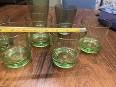 Lot Of 7 Green Tint Vintage Acrylic Tumbler/Rock Glasses
