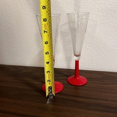 Vintage Bodum Style Oktett Champagne Flutes Red Set Of 2 Space Age Style