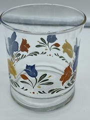 Set of 6 Libbey Floral Bouquet 3-1/2″ Tumblers 10 oz Blue Orange Yellow