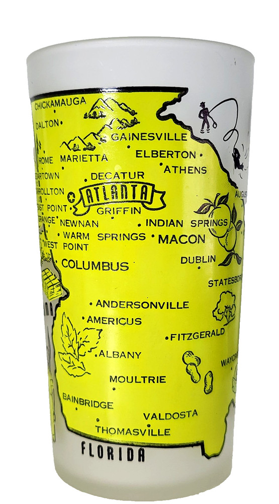 Vintage Georgia Frosted Souvenir Glass Tumbler Mid Century Travel Collectible