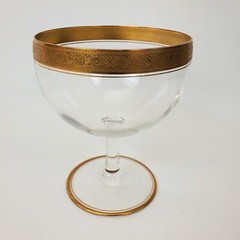 Set of 4 Italian Crystal w/Gold Encrusted Swag Rim Dessert Glasses 5.5″H X 4.5″W
