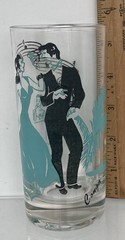 Vtg Set 4 Federal Glass Tumblers Dance Theme: Conga Samba Charleston Minuet