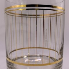 Vintage Culver Gold Vertical Stripe Old Fashioned Lowball Rocks Glass