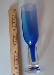 Studio Bormioli Rocco 1 Wine/ Champagne Glass Flute Italian Art Glass Colbalt