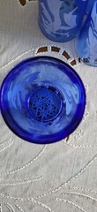 Vintage Hazel Atlas Cobalt Tumblers Glasses Spanish Flamenco Dancers Set 5 MCM