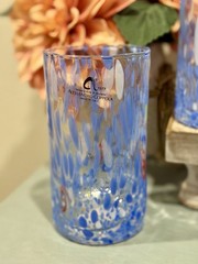 MURANO Alessandro Coppola Glass Hand Made Indented Powder Blue 10oz. Set-6